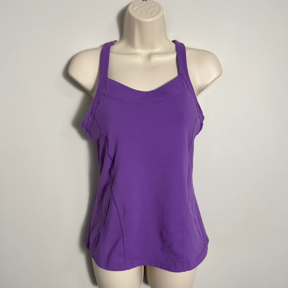 Athleta Racerback Tank Purple Sz S Cutout Top Activewear Yoga Fitness